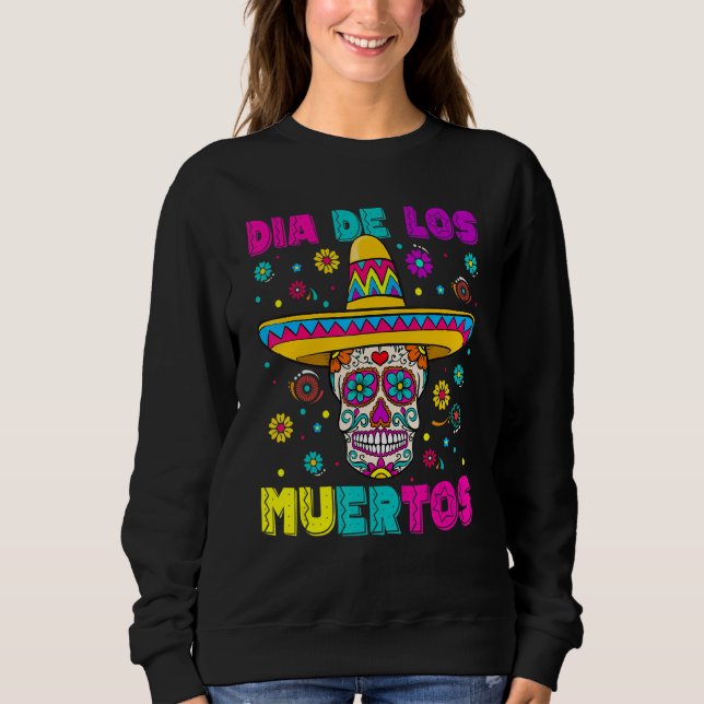Sugar Skull Dia de Los Muertos Mexican Day of The  T Shirt (Framsida)