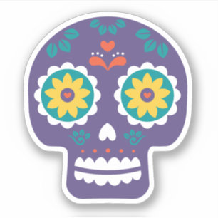 Sugar Skull Día de Los Muertos Sticker Klistermärken