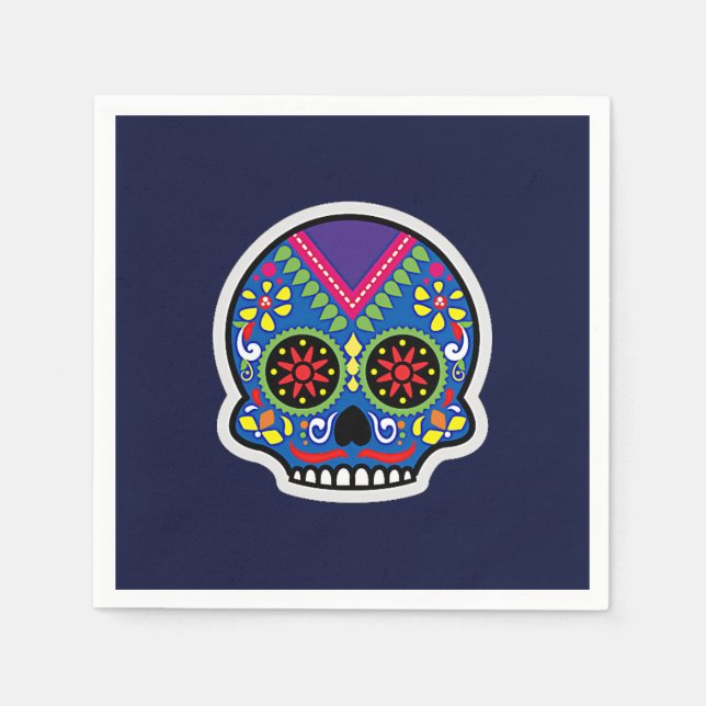 Sugar Skull Dias de los Muertos Pappersservett (Framsidan)