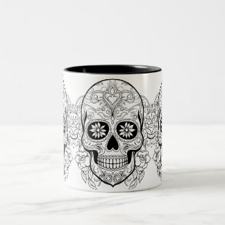 Sugar Skull Dios de los Muertos Halloween Två-Tonad Mugg