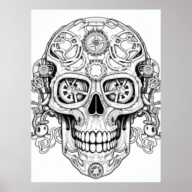 Sugar Skull Drawing Art for Kids + Adults Wall Poster (Framsidan)