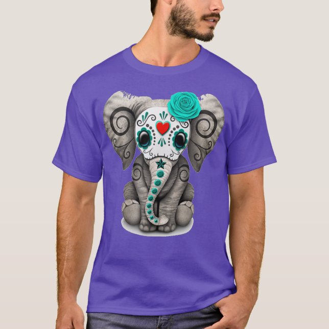 Sugar Skull Elephant T shirt Day Of The Dead (Framsida)