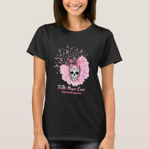 Sugar Skull Faith Hope Kärlek Daisy Breast Cancer T Shirt