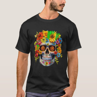 Sugar Skull Flowers Day of the dead Dia Muertos Gi T Shirt