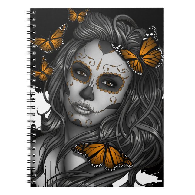 Sugar Skull Girl Anteckningsbok Med Spiral (Framsidan)