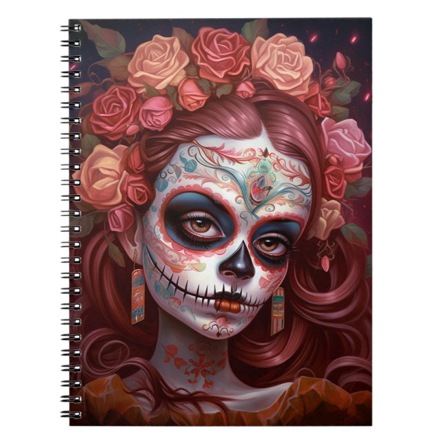 Sugar Skull Girl Day of the dead Anteckningsbok (Framsidan)