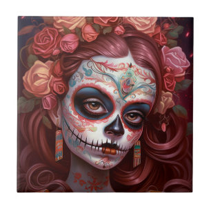 Sugar Skull Girl Day of the dead Kakelplatta