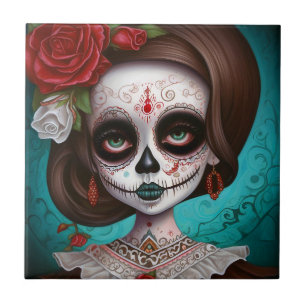 Sugar Skull Girl Day of the dead Kakelplatta
