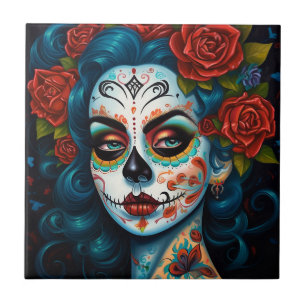 Sugar Skull Girl Day of the dead Kakelplatta