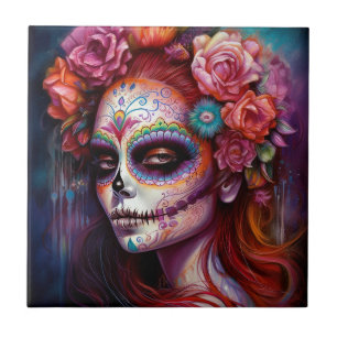 Sugar Skull Girl Day of the dead Kakelplatta