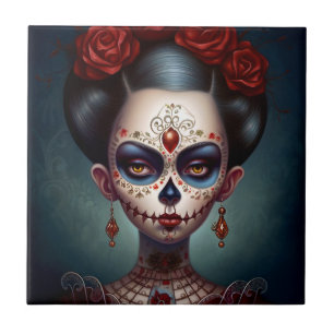 Sugar Skull Girl Day of the dead Kakelplatta