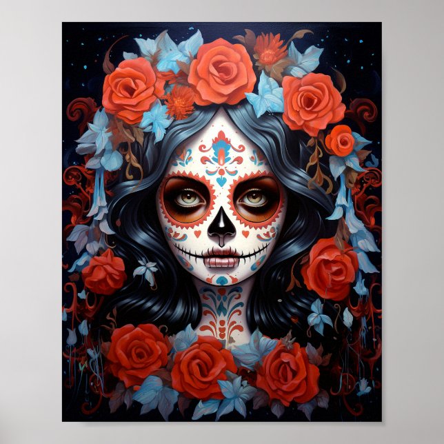 Sugar Skull Girl Day of the dead Poster (Framsidan)