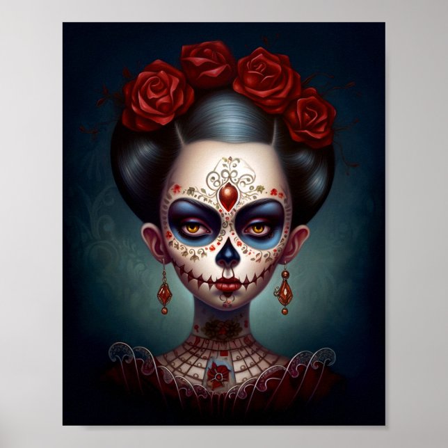 Sugar Skull Girl Day of the dead Poster (Framsidan)