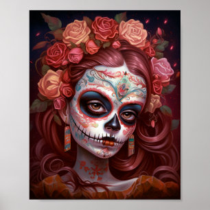 Sugar Skull Girl Day of the dead Poster