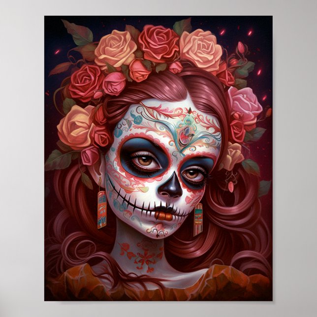 Sugar Skull Girl Day of the dead Poster (Framsidan)