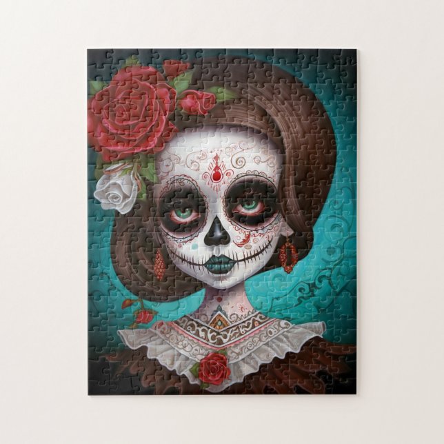 Sugar Skull Girl Day of the dead Pussel (Vertikal)