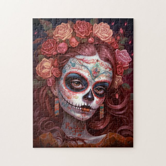Sugar Skull Girl Day of the dead Pussel (Vertikal)