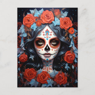 Sugar Skull Girl Day of the dead Vykort