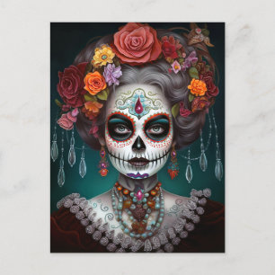 Sugar Skull Girl Day of the dead Vykort