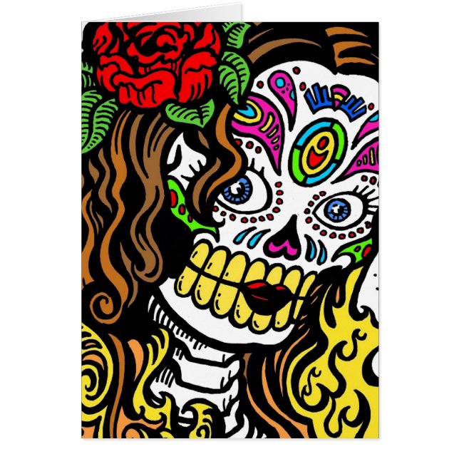 Sugar Skull Girl Hälsningskort (Framsidan)