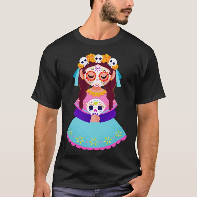 Sugar Skull Girl T Shirt (Framsida)
