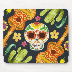 Sugar Skull & Guitars Dia de Muertos Mousepad Musmatta