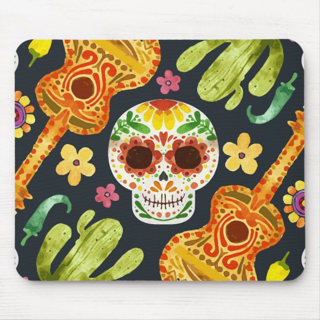 Sugar Skull & Guitars Dia de Muertos | Mousepad Musmatta (Framsidan)