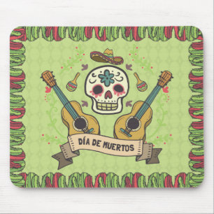 Sugar Skull & Guitars Dia de Muertos Mousepad Musmatta