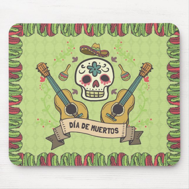 Sugar Skull & Guitars Dia de Muertos | Mousepad Musmatta (Framsidan)
