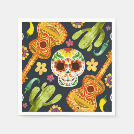 Sugar Skull & Guitars Dia de Muertos | Napkin Pappersservett