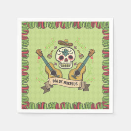 Sugar Skull & Guitars Dia de Muertos | Napkin Pappersservett