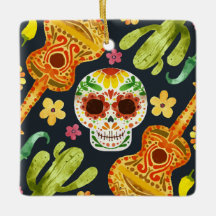 Sugar Skull & Guitars Dia de Muertos | Ornament