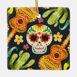 Sugar Skull & Guitars Dia de Muertos | Ornament