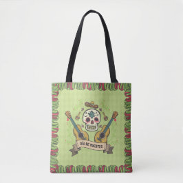 Sugar Skull & Guitars Dia de Muertos | Tote Bag Tygkasse