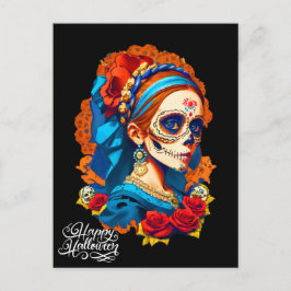 Sugar Skull Halloween, Dia de los Muertos Vykort