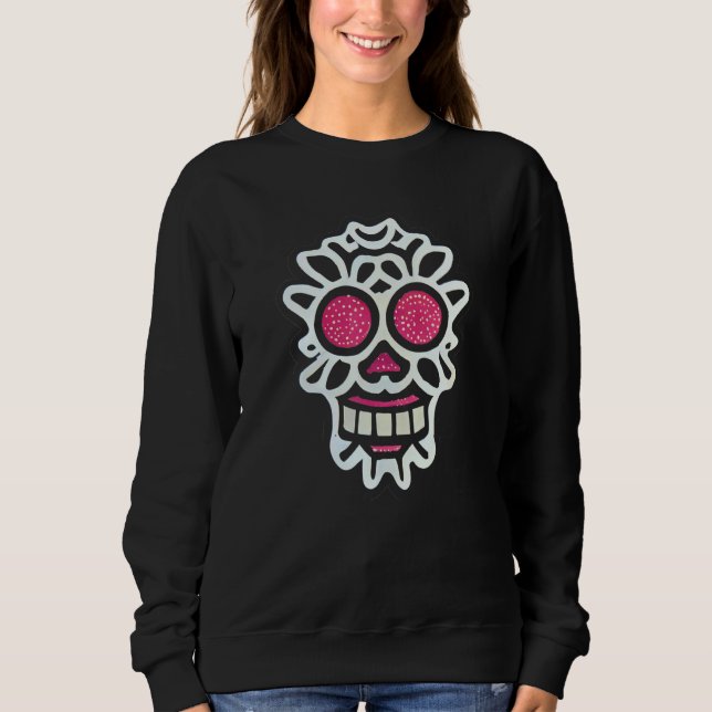 Sugar Skull Hand Illustration Simple Drawn Calaver T Shirt (Framsida)