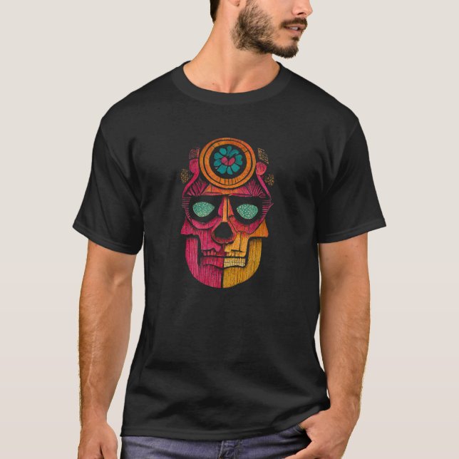 Sugar Skull Hand Illustration Simple Drawn Calaver T Shirt (Framsida)