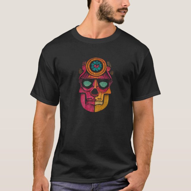 Sugar Skull Hand Illustration Simple Drawn Calaver T Shirt (Framsida)