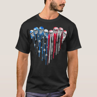 Sugar Skull Heart American Flagga 4:e juli Patrio T Shirt