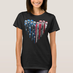 Sugar Skull Heart American Flagga 4:e juli Patrio T Shirt