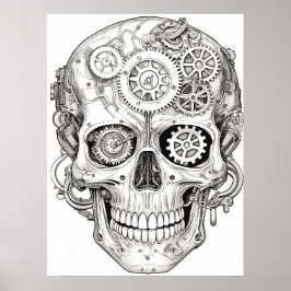Sugar Skull Images Black + White on a Wall Poster