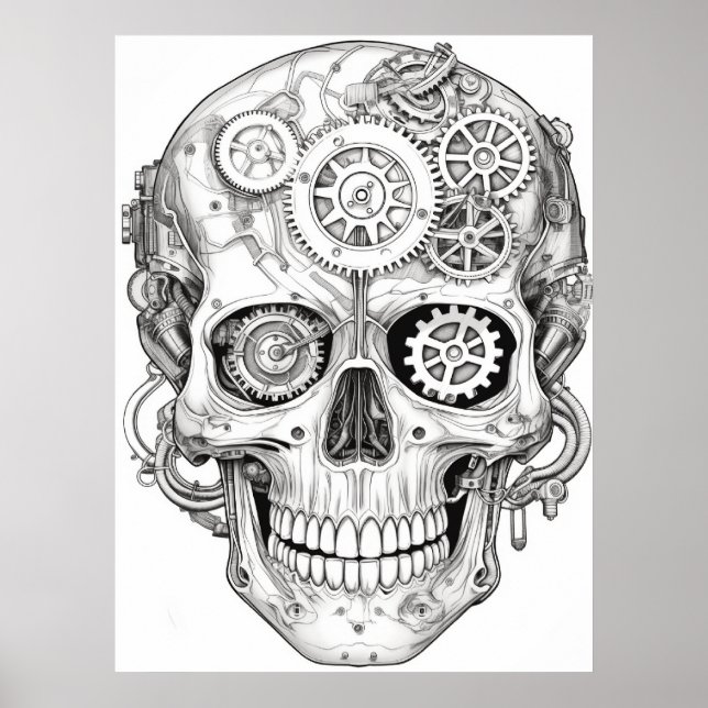 Sugar Skull Images Black + White on a Wall Poster (Framsidan)