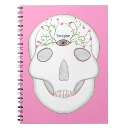 Sugar Skull Imagine Flower Busks i tredje Öga Anteckningsbok Med Spiral