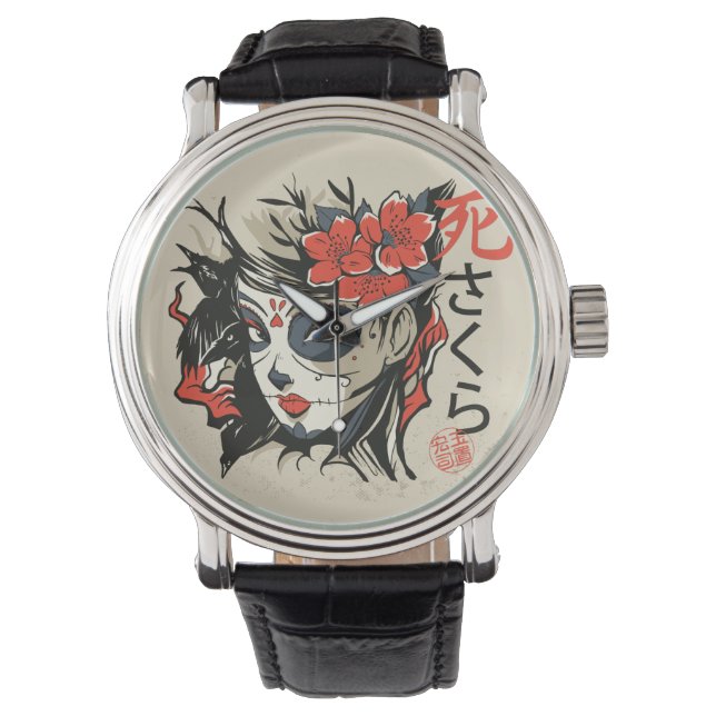 Sugar Skull Japansk Art Watch Armbandsur (Framsida)