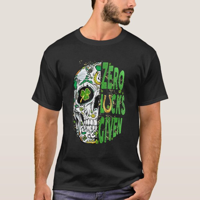 Sugar Skull Leprechaun Hat St Patricks Day of Dead T Shirt (Framsida)