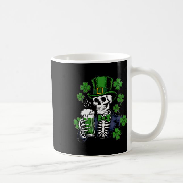 Sugar Skull Lucky Shamrock Öl Dryck St Patric Kaffemugg (Höger)