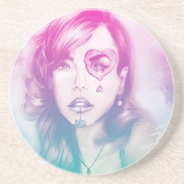 Sugar Skull Makeup Girl, SandStone Underlägg