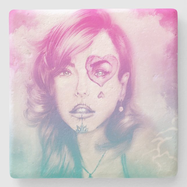 Sugar Skull Makeup Girl, Stone Underlägg (Framsidan)