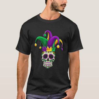 Sugar Skull Mardi Gras, Jester Costume Manar Women T Shirt