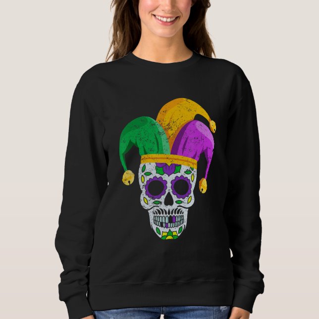 Sugar Skull Mardi Gras Party Apparel  Men Women Ki T Shirt (Framsida)
